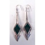 A PAIR OF SILVER EARRINGS. 13 grams. 7.25 cm long.