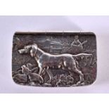 A 1980S ENGLISH SILVER HUNTING SNUFF BOX. Sheffield 1987. 74 grams. 6.75 cm x 4 cm.