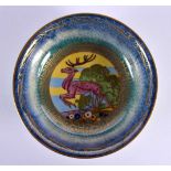 A RARE ART DECO MINTON LUSTRE PORCELAIN BOWL painted with a deer. 14.5 cm wide.