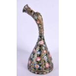 A VERY RARE 19TH CENTURY QAJAR GOLD LEAF & ENAMEL HOOKAH TOP the white metal / silver carved body