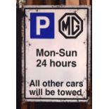 A contemporary metal advertising sign for parking restrictions. 70 x 50cm.