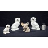 A small Beswick Dog together with 2 Staffordshire dogs and a Denby dog 24 cm (4)