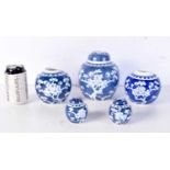 A collection of Chinese porcelain blue and white ginger jars largest 15 cm (5).