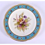 Royal Worcester plate painted with wildflowers and heathers probably by George Hundley, the