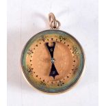 A RARE ANTIQUE YELLOW METAL MINIATURE COMPASS BAROMETER. 20.5 grams. 2.75 cm x 1.5 cm.