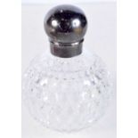 A SILVER MOUNTED GLASS SCENT BOTTLE. London 1887. 62 grams. 17 cm x 11 cm.