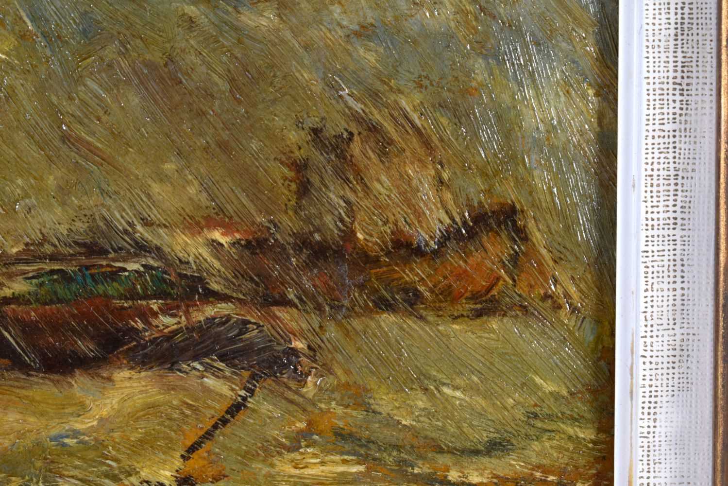 English School (Early 20th Century) Bennets, Oil on card, Impressionist coastal scene. 32 cm x 28 - Image 2 of 5