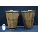 A pair of wooded Champagne coopered buckets/coolers 41 cm (2).