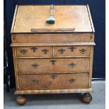 A Queen Anne Walnut burr 4 drawer bureau 103 x 77 cm