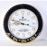 A Contemporary Rolex dealership style wall clock 34 cm.