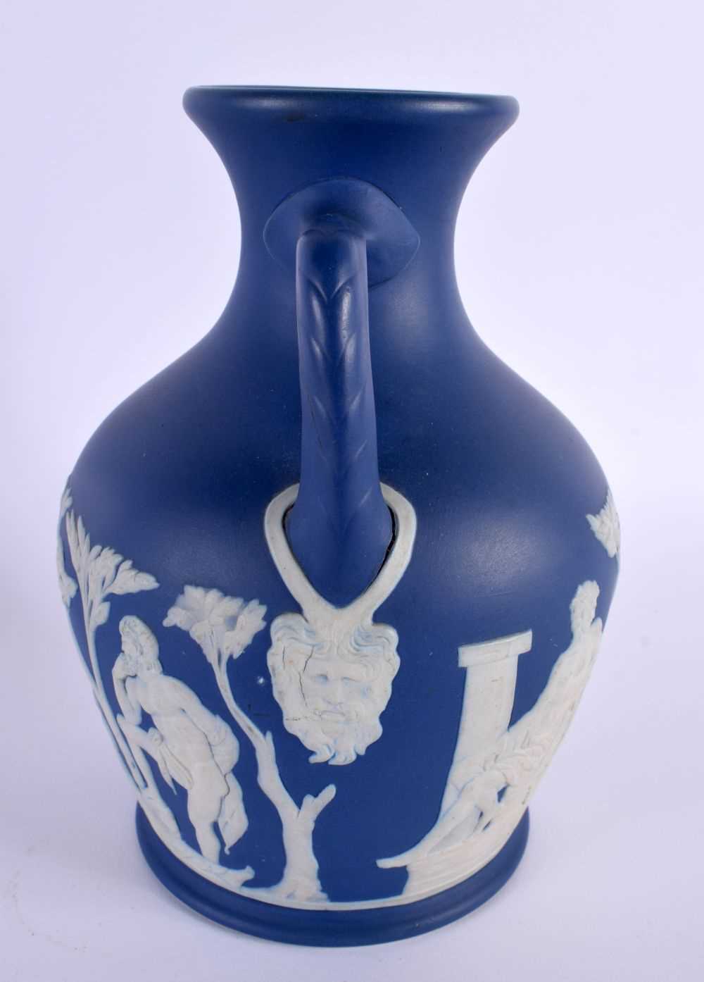 AN ANTIQUE ADAMS AND BROMLEY TWIN HANDLED BLUE BASALT PORTLAND VASE together with an antique - Image 6 of 7