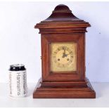 A Mid Century Wooden mantle clock with gilt metal face 35 x 22 x 22 cm.
