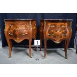 Two Baroque style marquetry 2 drawer commode 71 x 63 x 39 cm (2).