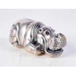 A CONTINENTAL SILVER HIPPO. 73.7 grams. 8 cm x 3.5 cm.