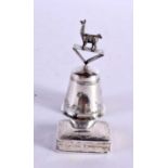 A CONTINENTAL SILVER BELL together with a silver snuff box. 34 grams. Largest 5 cm x 3 cm. (2)