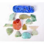 ASSORTED JADE CARVINGS. Largest 5.6cm x 2cm (13)