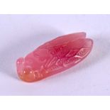 A CHINESE ROSE QUARTZ CICADA FLY PENDANT. 14.3 grams. 4.5 cm x 2 cm.