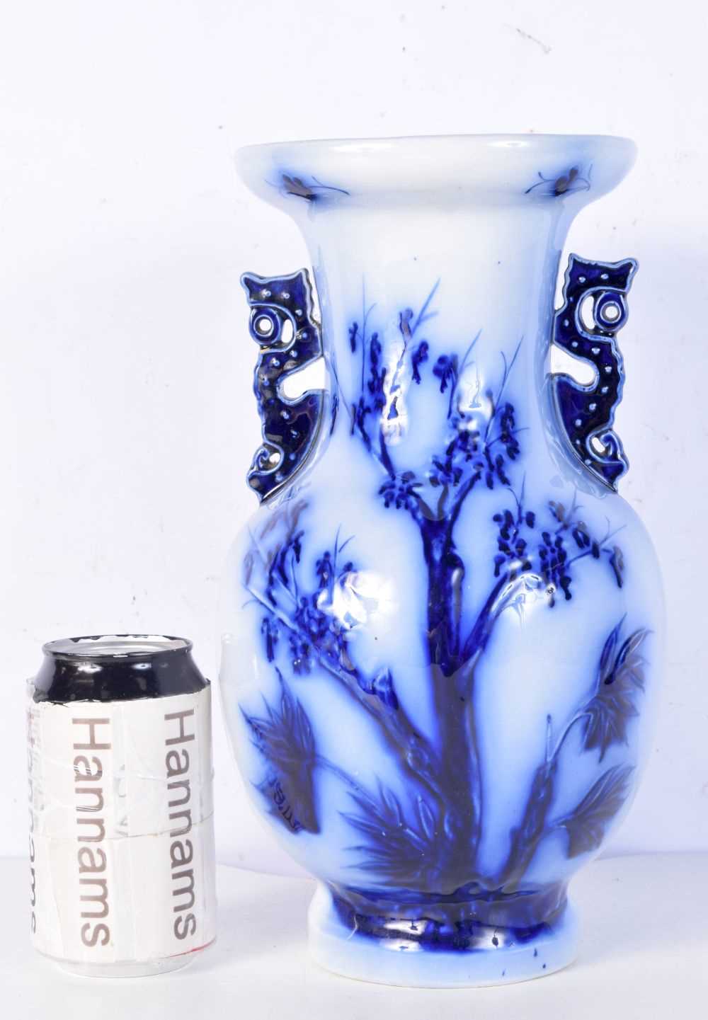 A Victorian faux blue porcelain Chinese style vase. 29cm.