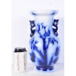 A Victorian faux blue porcelain Chinese style vase. 29cm.
