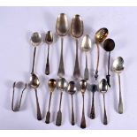 ASSORTED SILVER FLATWARE. London 1843 to Birmingham 1927. 425 grams. Largest 20.5 cm x 4.25 cm. (