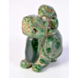 A CHINESE JADE FIGURE OF SPITTOR RIDING A DRAGON TURTLE. 6cm x 4.5cm x 3.5cm
