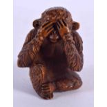 A JAPANESE HIDING MONKEY OKIMONO. 6.5 cm x 5.25 cm.