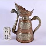 A LARGE 19TH CENTURY CHINESE TIBETAN MIXED METAL MONKS CAP EWER decorated with dragons and