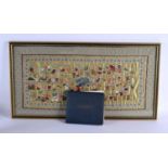 A CHINESE REPUBLICAN PERIOD SILK WORK PANEL together with an Autograph book. 62 cm x 30 cm. (2)