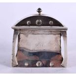 A LOVELY EDWARDIAN ART NOUVEAU SILVER TEA CADDY AND COVER of stylised form. London 1903. 195