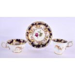 A MID 19TH CENTURY COALPORT PORCELAIN BOTANICAL TRIO by Stephen Lawrence, No 4/412. 13 cm