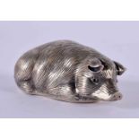 A CONTINENTAL SILVER FIGURE OF A PIG. 31.8 grams. 6 cm x 2.5 cm.