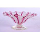 AN ANTIQUE PINK AND WHITE TWIST GLASS BOWL. 12 cm wide.