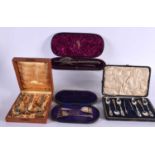 FOUR CASED SETS OF SILVERWARE. London 1888 to Sheffield 1925. 291 grams. (qty)