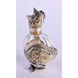 AN ANTIQUE CONTINENTAL WHITE METAL CHICK CONDIMENT. 51 grams. 8 cm x 4 cm.