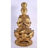 A CHINESE SINO TIBETAN BRONZE FIGURE OF A JEWELLED BRONZE DEITY 20th Century. 30 cm x 12 cm.