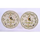 A PAIR OF FRENCH FAIENCE TIN GLAZED POTTERY PLATES. 21 cm diameter.