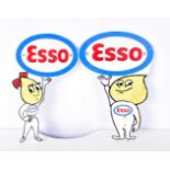 A pair of cast iron ESSO signs. Largest 29 x 19cm (2).