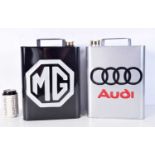 A MG oil can together with an Audi oil can. 34cm (2).