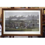 A large antique horse racing lithograph. 53 x 82cm.