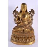 A CHINESE SINO TIBETAN BRONZE FIGURE OF A BUDDHISTIC MONK 20th Century. 25 cm x 12 cm.