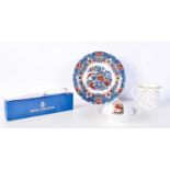 A Royal Doulton commemorative mug together with a Dutch plate and a dish and cover. 24cm (5).