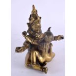 AN 18TH/19TH CENTURY INDIAN TIBETAN BRONZE BUDDHISTIC FIGURE of erotic form. 14 cm x 8 cm.