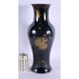 A LARGE 19TH CENTURY CHINESE FAMILLE NOIRE PORCELAIN VASE bearing Kangxi marks to base, painted in