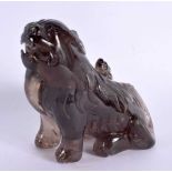 A 19TH CENTURY CHINESE CARVED AGATE CRYSTAL FIGURE OF A BEAST Qing. 11 cm x 9 cm.