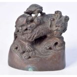 CHINESE FENG SHUI DRAGON TURTLE TORTOISE BRONZE. 5.7cm x 5.2cm x 3cm