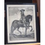 A framed 17/18th century engraving of the Duke of Monmouth. 35 x 26cm.