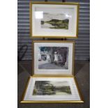 A Russel Flint print together with a pair of large framed prints. 69 x 52cm (3).