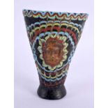 A 19TH CENTURY MIDDLE EASTERN GARBI GLASS TAPERING GOBLET After the Antiquity, inset with mask