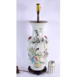 A LARGE EARLY 20TH CENTURY CHINESE FAMILLE ROSE PORCELAIN LAMP Late Qing/Republic. 57 cm high.