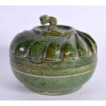 A CHINESE TANG STYLE POTTERY BOX AND COVER 20th Century. 7.5 cm diameter.